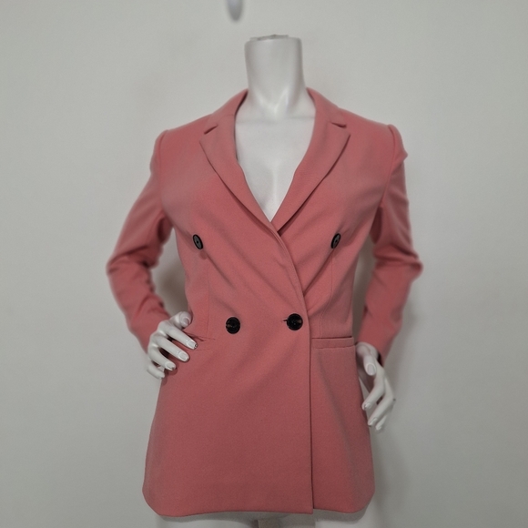 Halogen Pink Preppy Coquette Double Breasted Button Blazer Jacket Size XSP - Picture 2 of 13